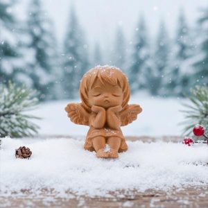 Hand-Carved Wooden Angel Figurine - Image 2