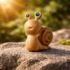 Hand Carved Wooden Snail Figurine Desk Decor - Image 1
