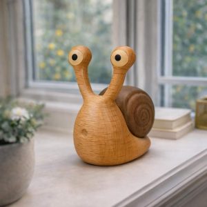 Handmade Wooden Snail Ornament ��� Rustic Desk - Image 1