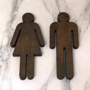 Wooden Bathroom Sign Set – Laser Cut Restroom Decor - Image 1