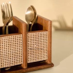 Wooden Cutlery Holder – 3 Section Organizer - Image 3