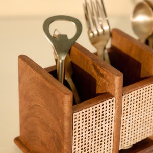 Wooden Cutlery Holder – 3 Section Organizer - Image 4